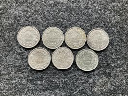 1/2 Franken Silber (7 Stück)