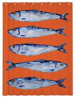 Duschvorhang JUNIQE (150x200 cm) "Sardines on Orange"