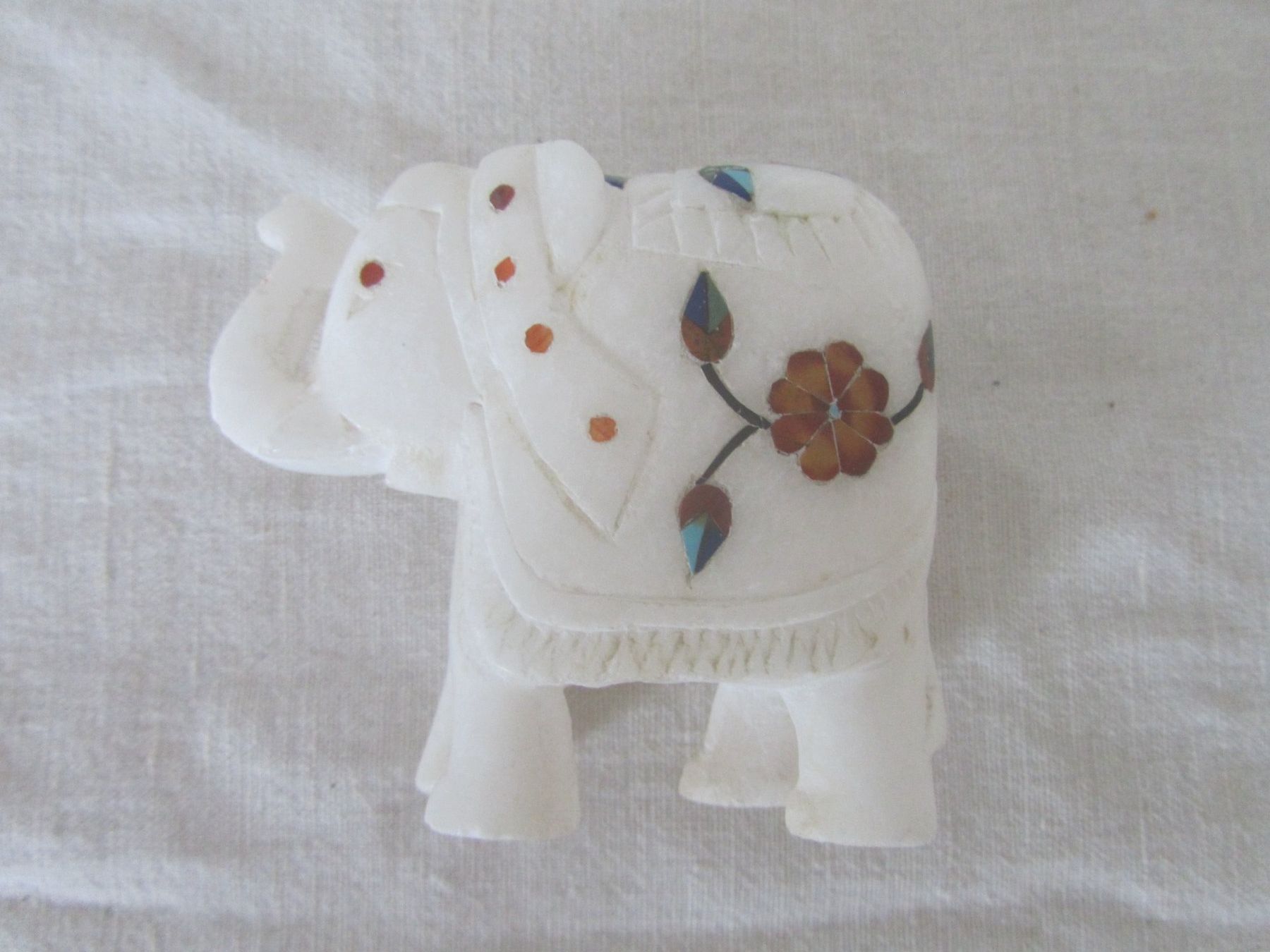 Statuette: Elefant Figur Marmor mit Intarsien – Usato da Seengen venduto da mikelele 4