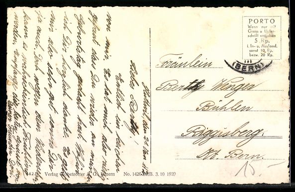 Cartoline postali: Huttwil, Ortsansicht mit Kirche und Häu – Usato da Berlin venduto da bartko-reher 1