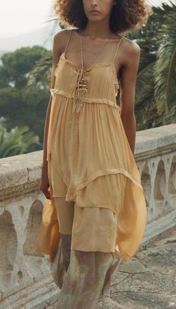 ZARA ORANGE SPAGHETTI-TRAGER KLEID GR M