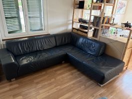 Ecksofa Leder schwarz guter Zustand