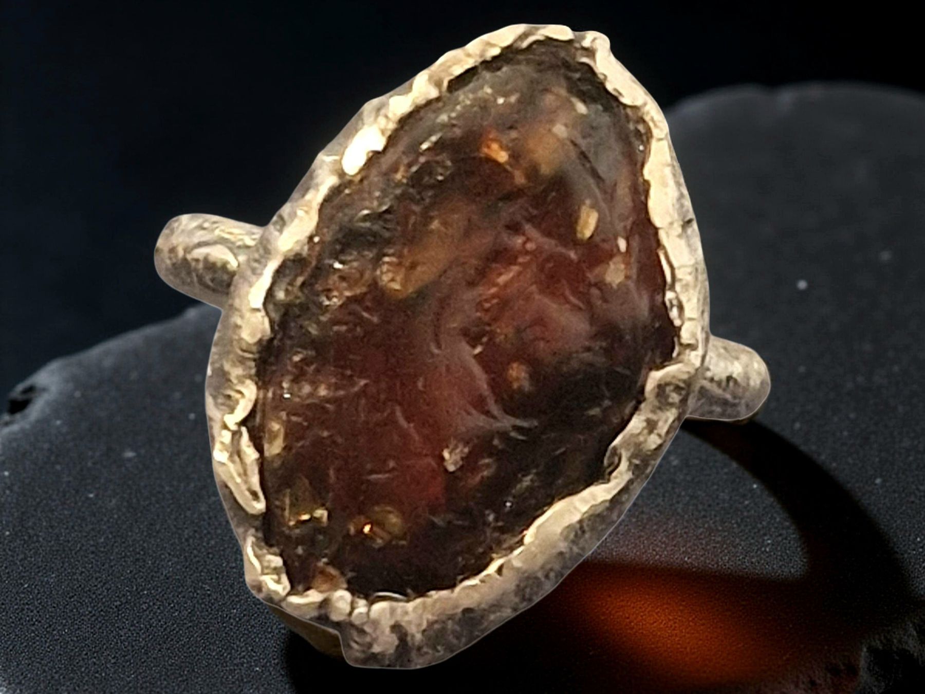 Anelli: Statementring, Silber & Sumatrabernstein, Gr.63 – Nuovo e nell'imballaggio originale da Aarau venduto da Schmuckhoehle_MD 2