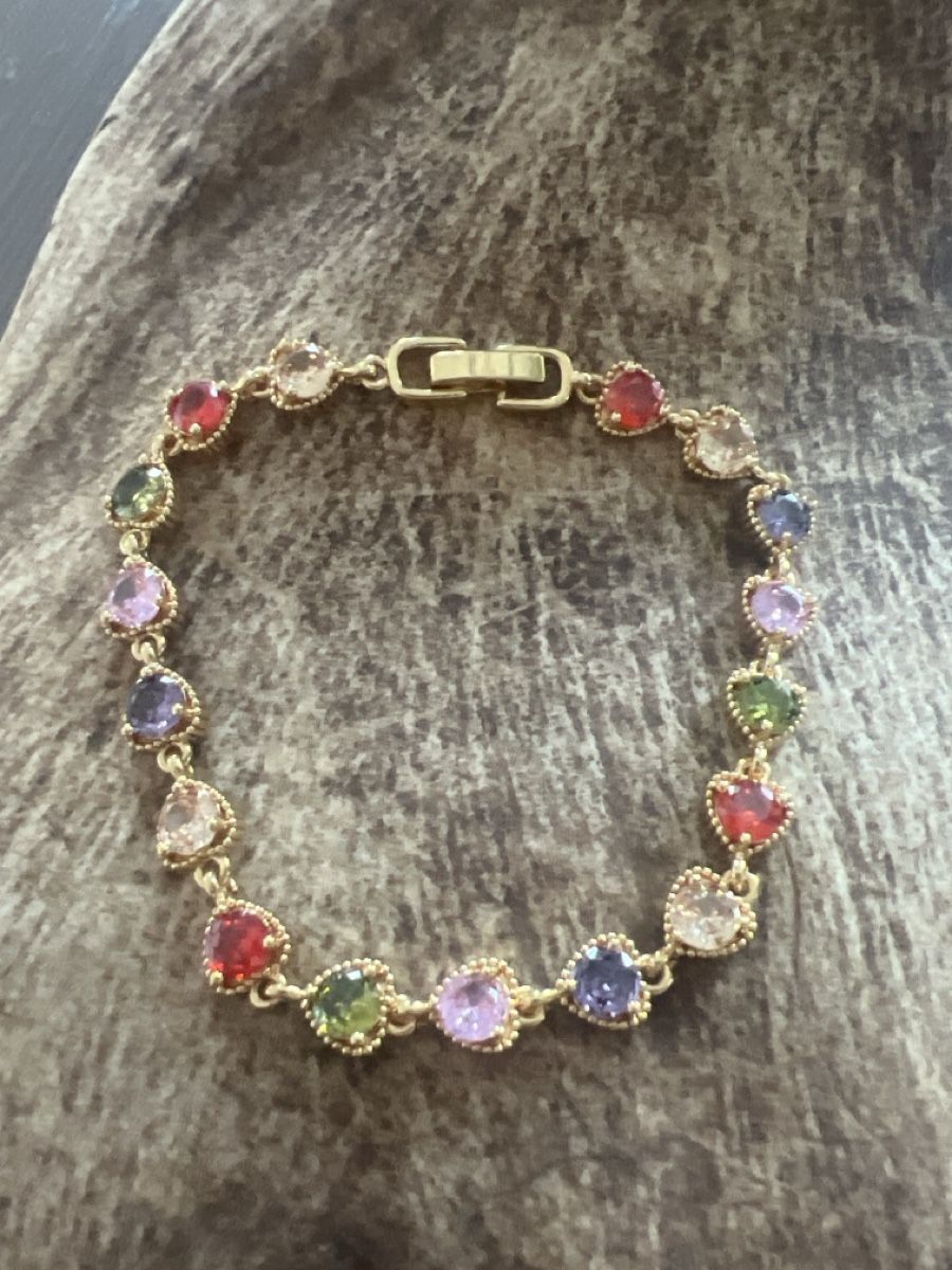Bracciali & Braccialetti: Goldiges Armband mit bunten Herzchen – Nuovo (secondo la descrizione) da Seon venduto da Sunny-Schmuck78 1