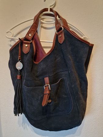 Schöne blaue Wildleder Handtasche von Cinque