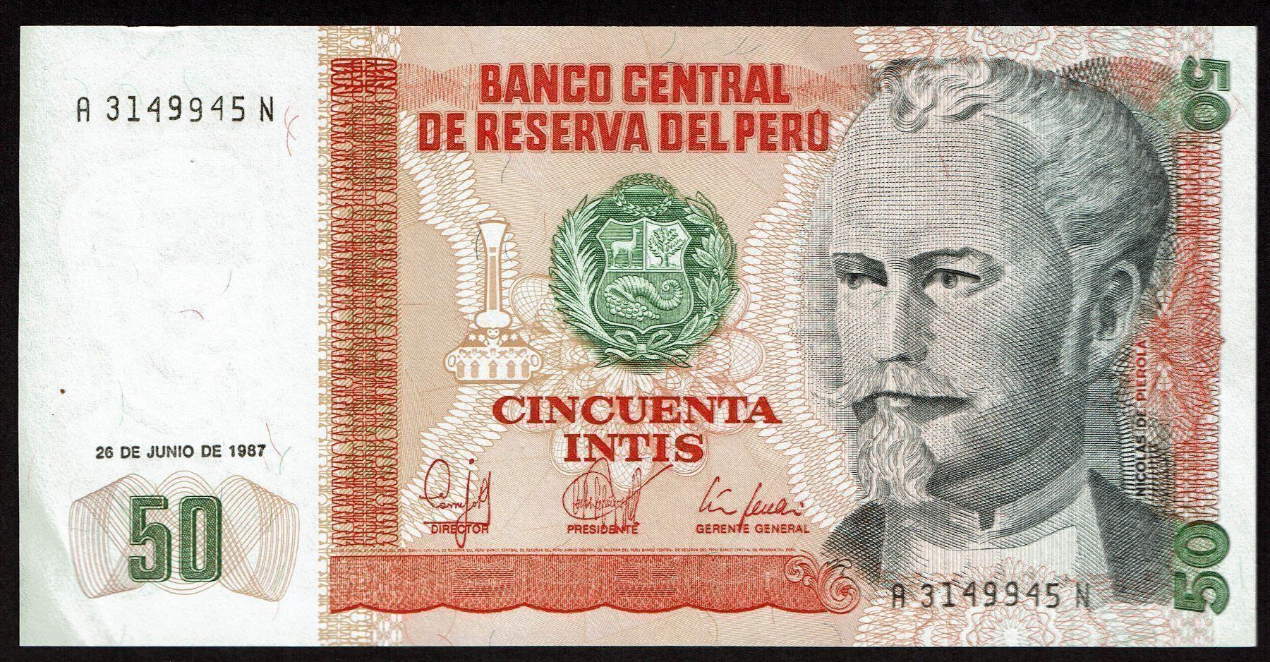 Banconote: Banknote, Peru, 50 Intis, 1987 – Nuovo (secondo la descrizione) da Basel venduto da Falconis