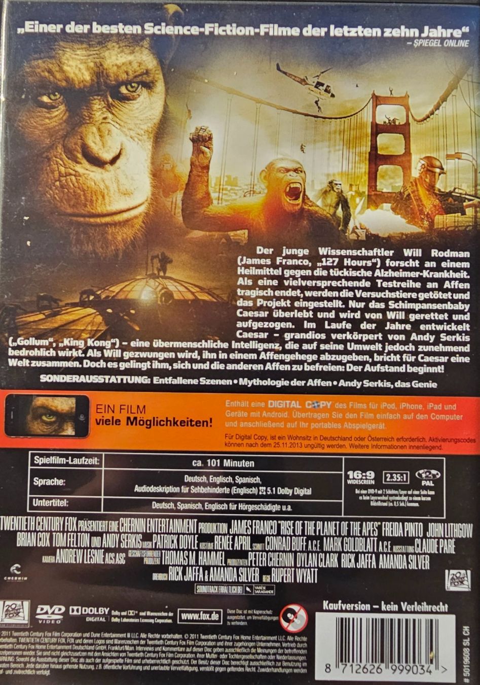Alle DVDs: Planet der Affen - Prevolution – Gebraucht aus Wahlen b. Laufen von Cg10 1