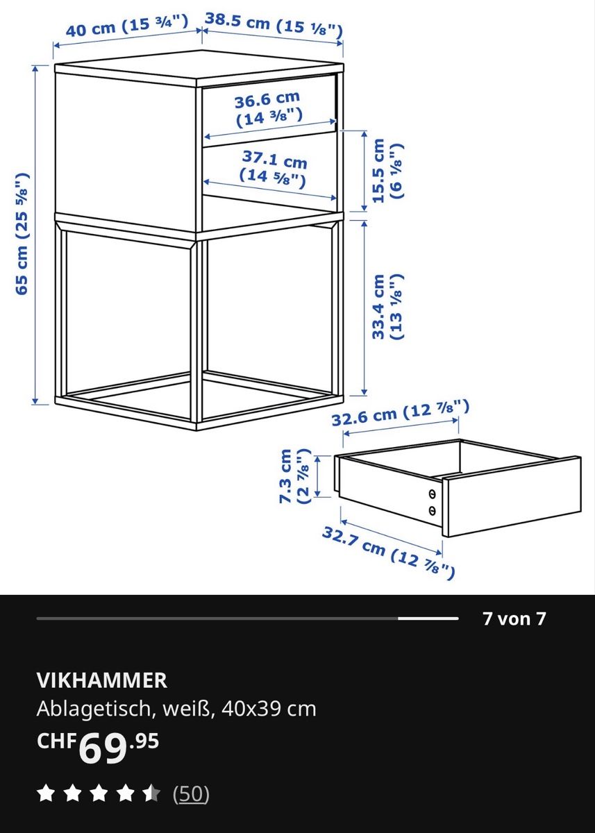 Ikea Tables de nuit: Nachttisch - IKEA Vikhammer – D'occasion à Aarau par faXse 4