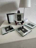 4 schlichte Spieghel/Glasuntersetzer mit Halter 10x10cm