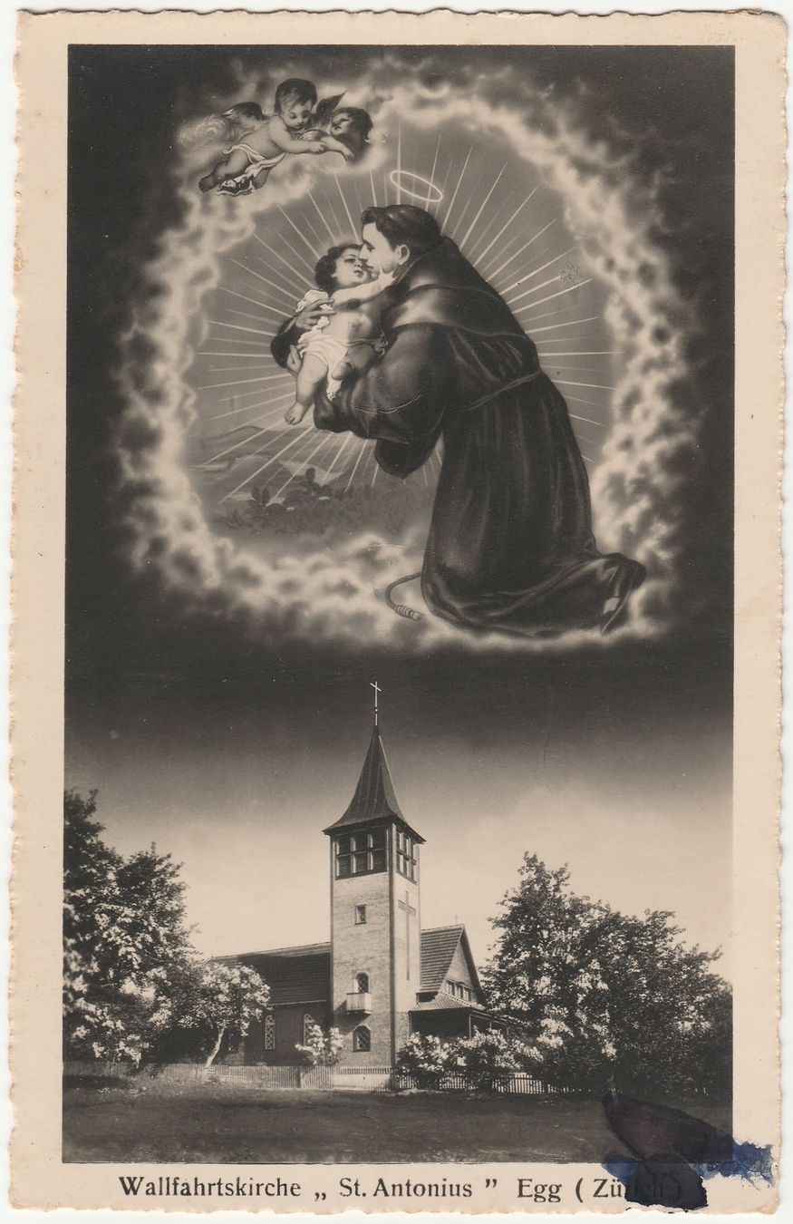 Ansichtskarten: Egg,  Wallfahrtskirche "St. Antonius" – Gebraucht aus Fällanden von Blausegelfliege 2