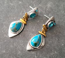 Boucles d'oreilles turquoise coloré plaqué argent