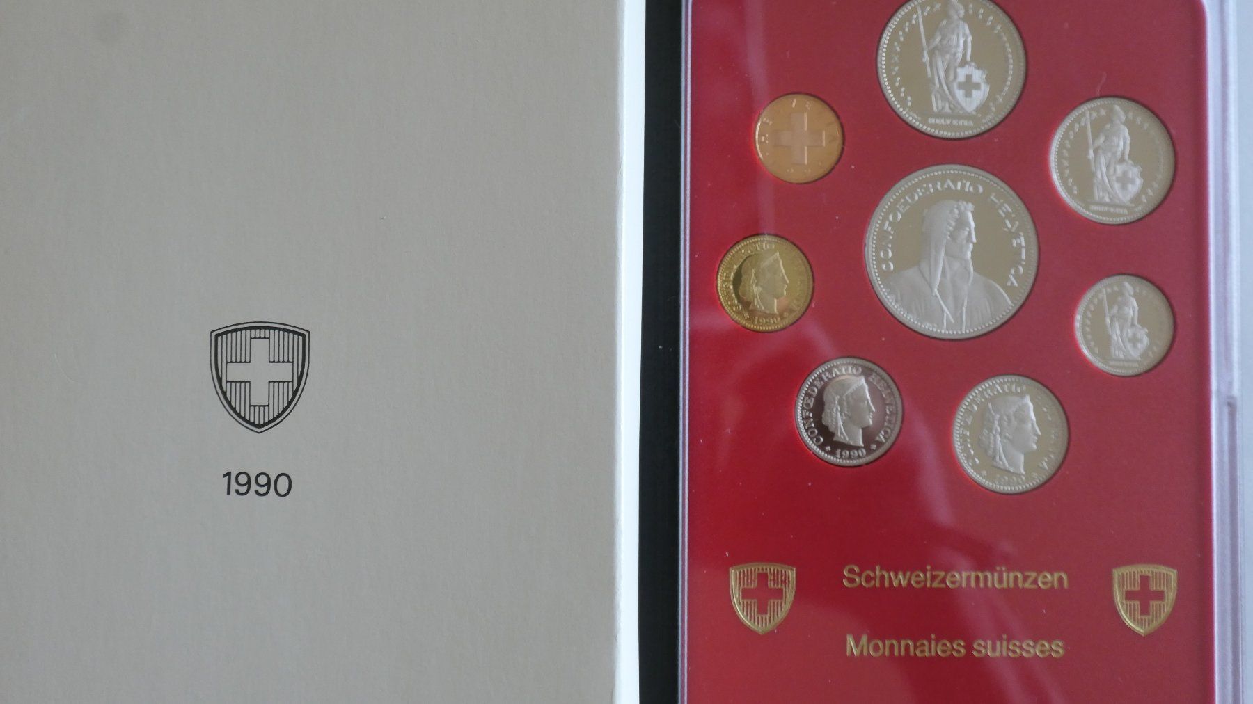 Tutti le monete: Münzsatz Schweizer Münzen 1990, Polierte Platte – Nuovo e nell'imballaggio originale da Hinterkappelen venduto da himi02