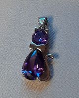 Anhänger „Katze“ aus Amethyst, 925 versilbert