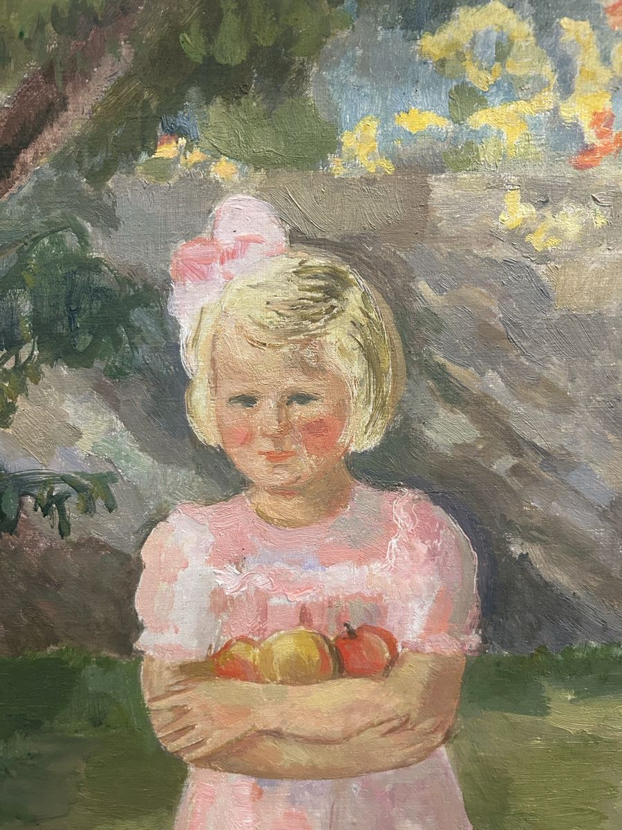 Dipinti: Dora Lautersburg Gemälde, 1946, Mädchen mit Äpfel. – Usato da Köniz venduto da mimi612 2