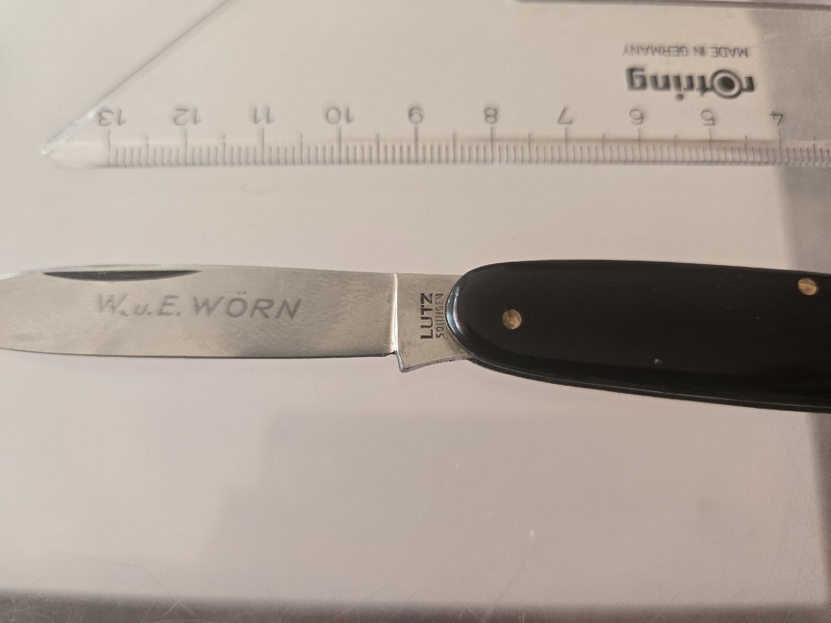 Solingen Taschenmesser: ⚫ Taschenmesser Lutz Solingen – "W. u. E. Worn" – Gebraucht aus Bussigny von Kfdlt 1