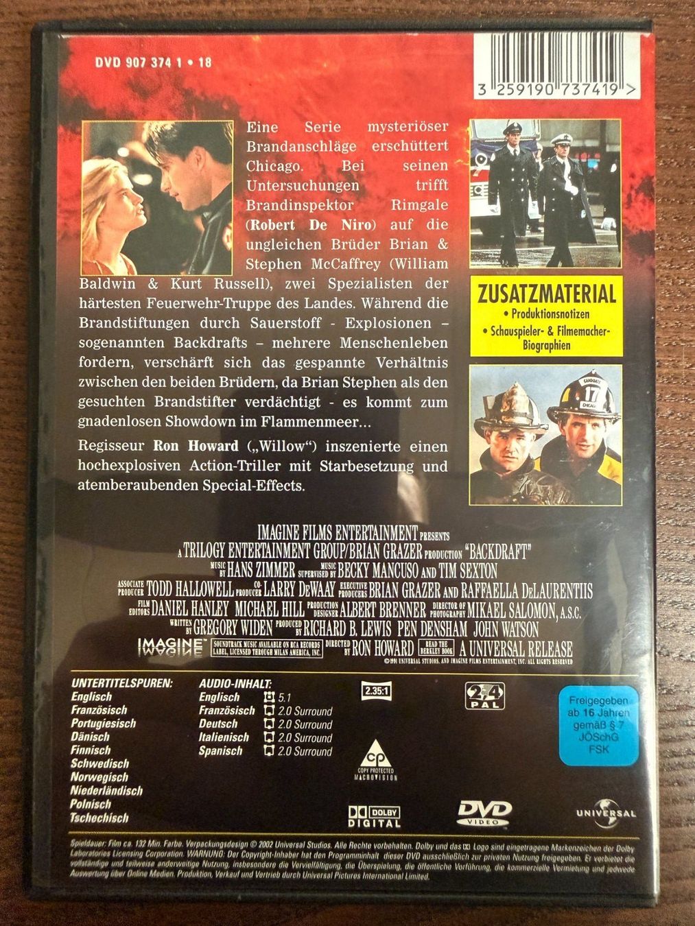 Tutti i DVDs: Backdraft - Männer, die durchs Feuer gehen – Usato da Zürich venduto da FilmFreunde 1