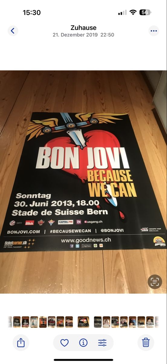 Poster & Bilder: Bin Jovi Orginal Konzertposter 2013 Bern – Gebraucht aus Basel von Stars12355