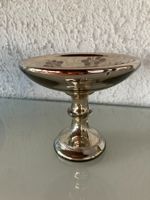 Antike Vintage Silberfarbene Glas Obstschale auf Fuss,