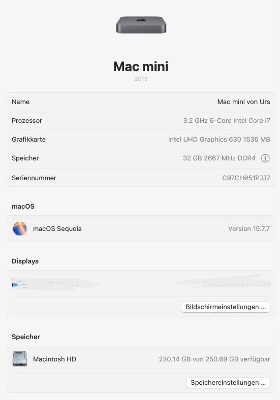 Apple PCs: Apple Mac mini 2018 (Intel) – Gebraucht aus Schaffhausen von Legolas_7 7