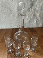 Antikes Likörservice, Karaffe mit 6 Gläsern, Glas, Top