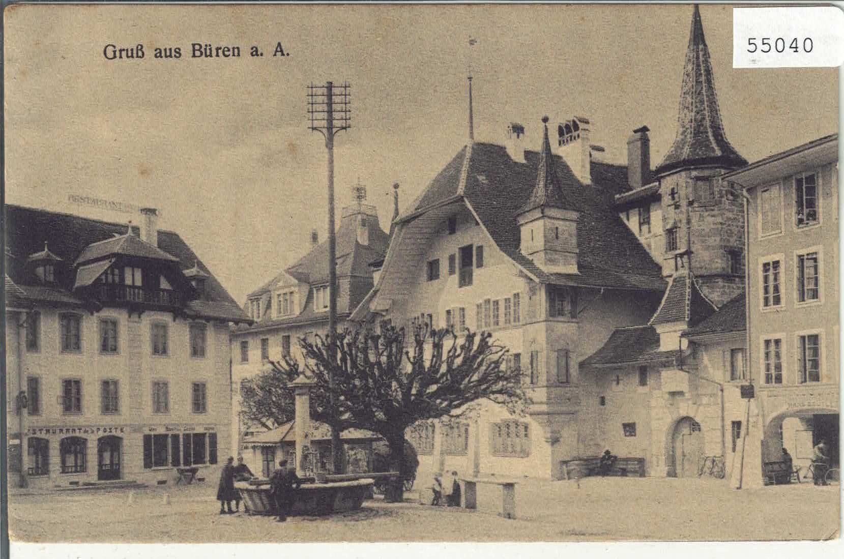 Cartoline postali: Gruss aus Büren a. Aare - Dorfplatz – Usato da Ettingen venduto da Kartenplanet