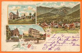 Gruss aus REICHENBURG / SZ - 4-Bild Chtomolitho 1904