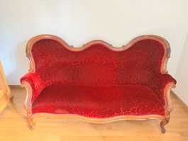 Canapé ancien rouge grenat