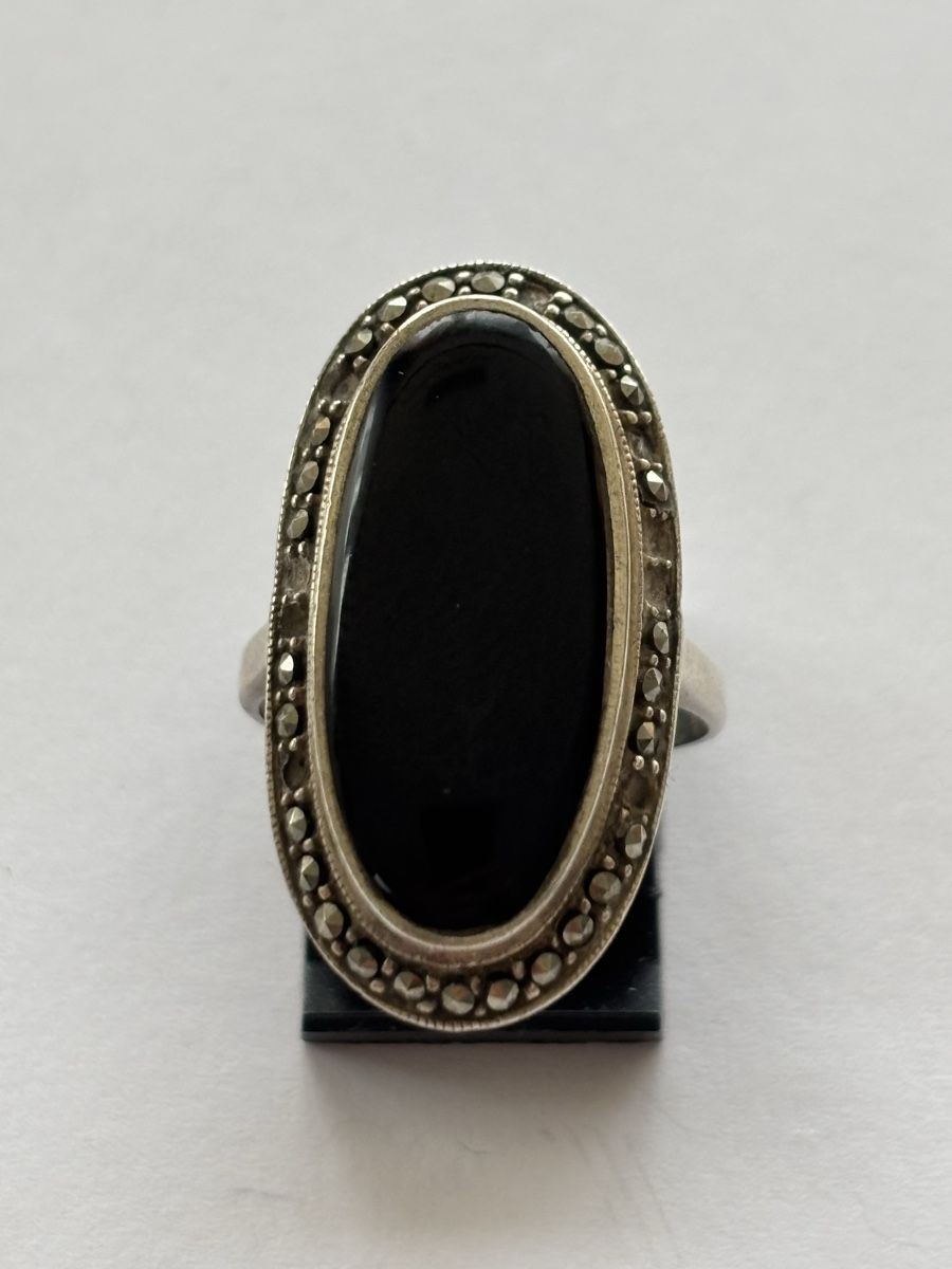 Anelli: Silberring Onyx Markasiten 925 – Usato da Langnau am Albis venduto da flusspflege 1