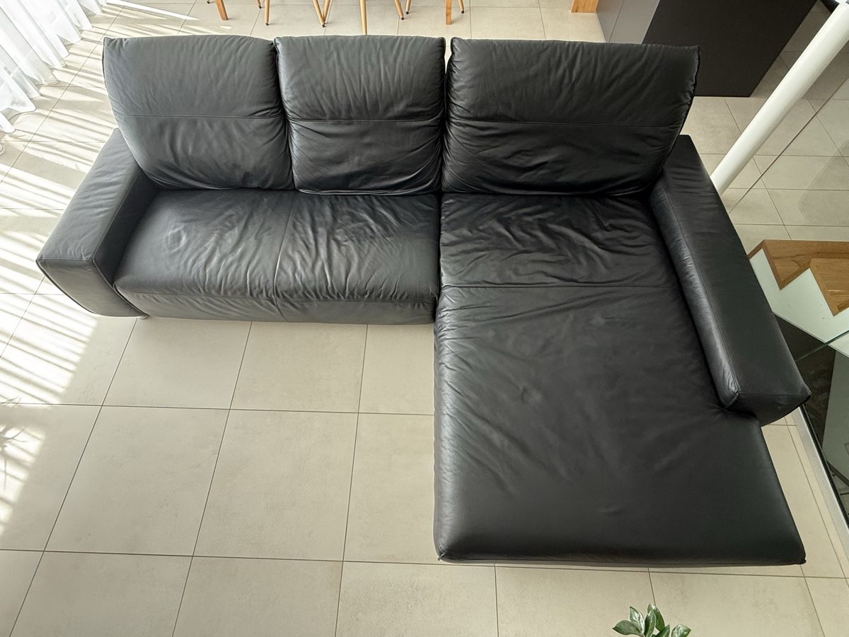 Divani: Ledersofa mit Longchair Musterring – Usato da Wagen venduto da barch80