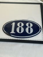 Altes Hausnummernschild 188 Emaille blau-weiss (I3)