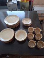 Servizio piatti ceramica marrone beige vari pezzi