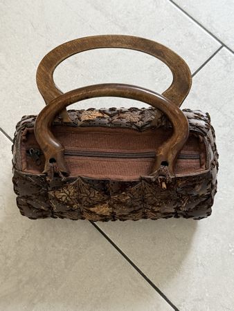 Handtasche Kokosnuss Holz Vintage Unikat Sommer