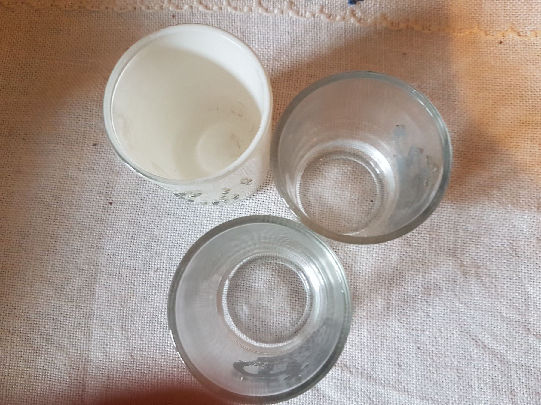 Portacandele: 3 x Glas-Teelicht-Töpfli mit Kronenmotiv – Usato da Oberengstringen venduto da Sheera7 1