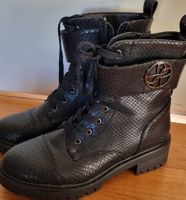 Biker Stiefeletten schwarz Schlangenmuster, Grösse 39