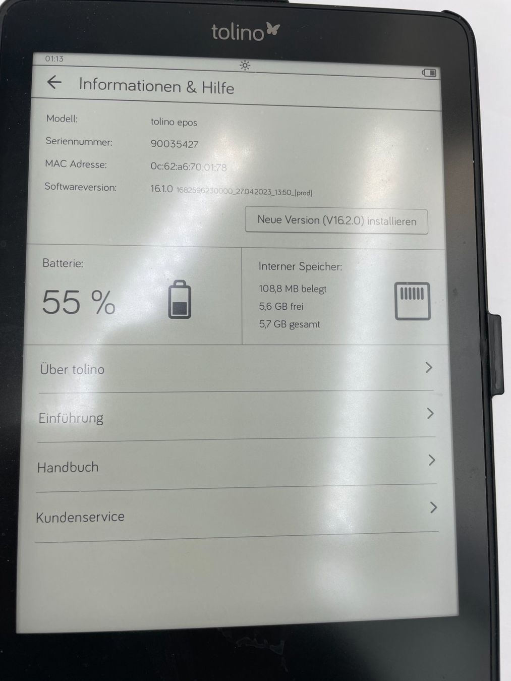 Tolino Tablet PC: Tolino Epos mit Lederhülle – Gebraucht aus Regensdorf von Powershift2 1