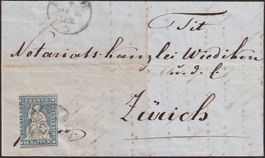 1858, Strubelbrief von USTER nach Zürich mit 23C, Kat: 150.-