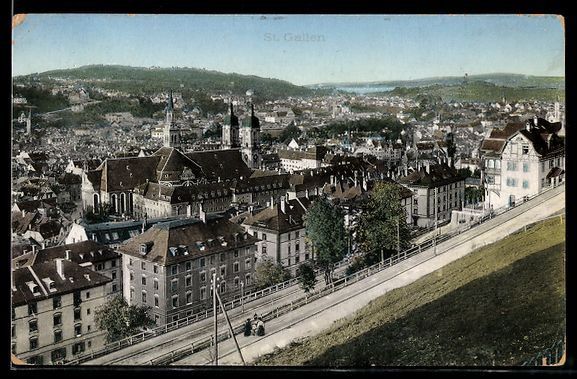 Cartoline postali: AK St. Gallen, Totale des Ortes – Usato da Berlin venduto da bartko-reher