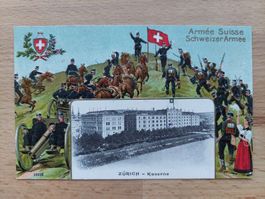 Präge-AK Schweizer Armee Kaserne Zürich