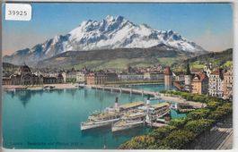 Luzern - Seebrücke - Dampfer - Litho