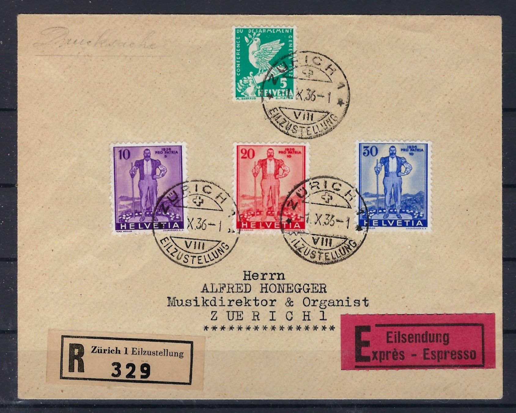 Tous les timbres: 1936 Pro Patria Brief     16061 – D'occasion à Lunden par Animus999