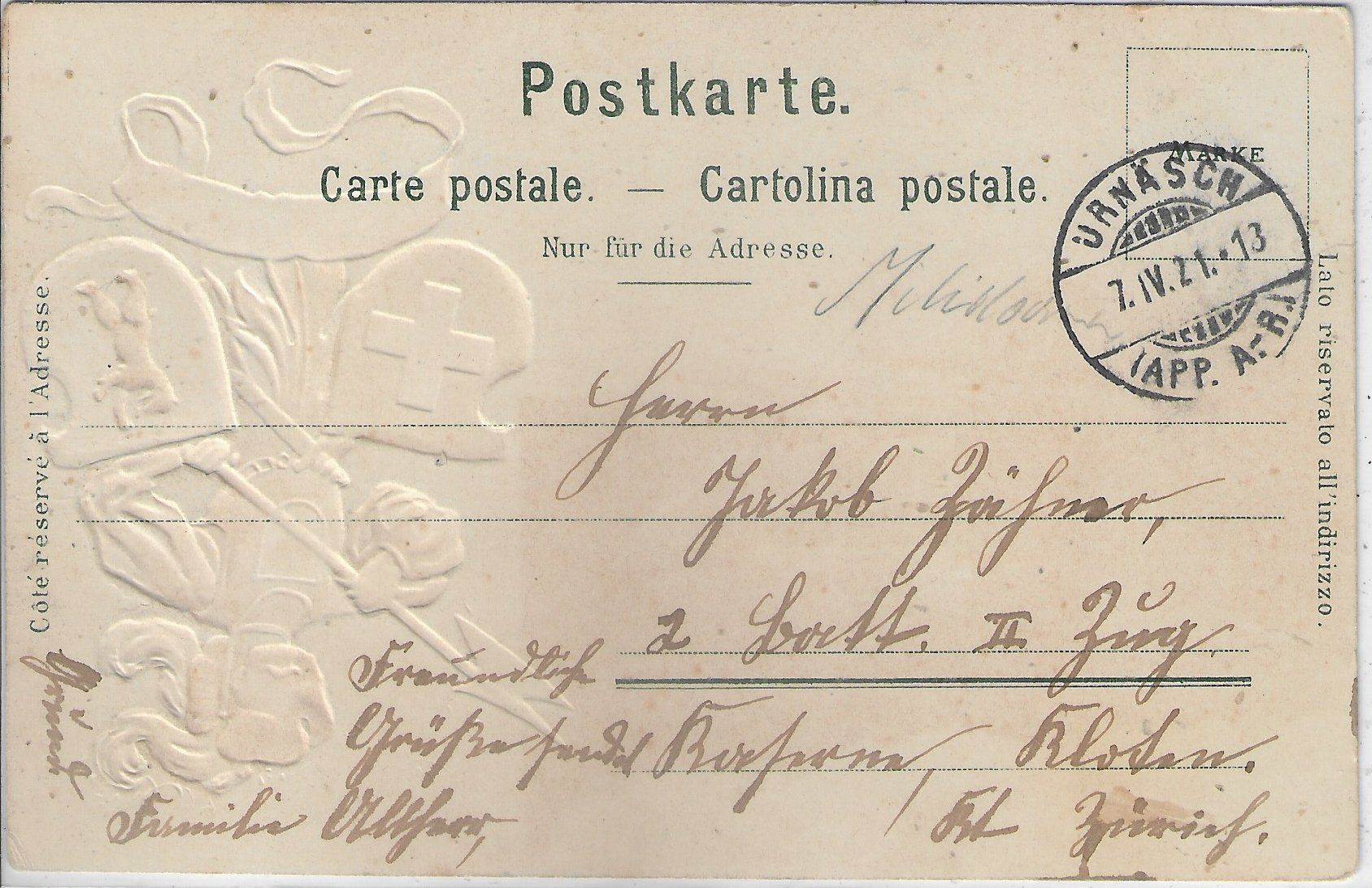Cartoline postali: Rossfall bei Urnäsch AR - Präge-Litho – Usato da Ettingen venduto da Kartenplanet 1
