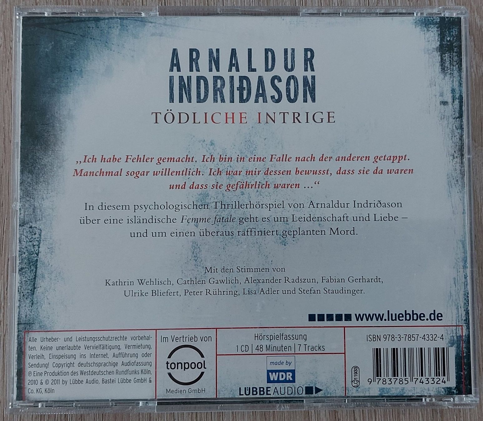 Audiolibri: Tödliche Intrige (Arnaldur Indridason) – Usato da Mellingen venduto da esteini4 1