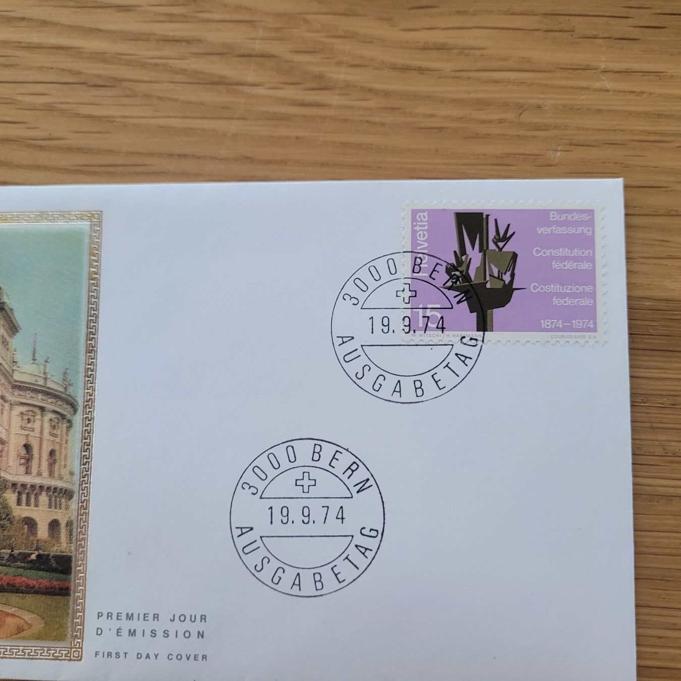 Tutti i francobolli: FDC mit Seidenbild 1974 Bern – Usato da Biel/Bienne venduto da Destockweb 1