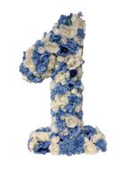 Blumen Zahl 1 Deko Geburtstag Party blau weiss, neuwertig!