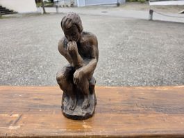 Holzskulptur Denker - Handarbeit, einzigartig! Top!