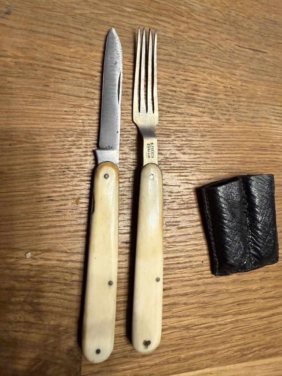 Coltelli tascabile: Altes Taschenmesser & Gabel Set. Kutscher Besteck – Usato da Goldach venduto da Messerguru 4