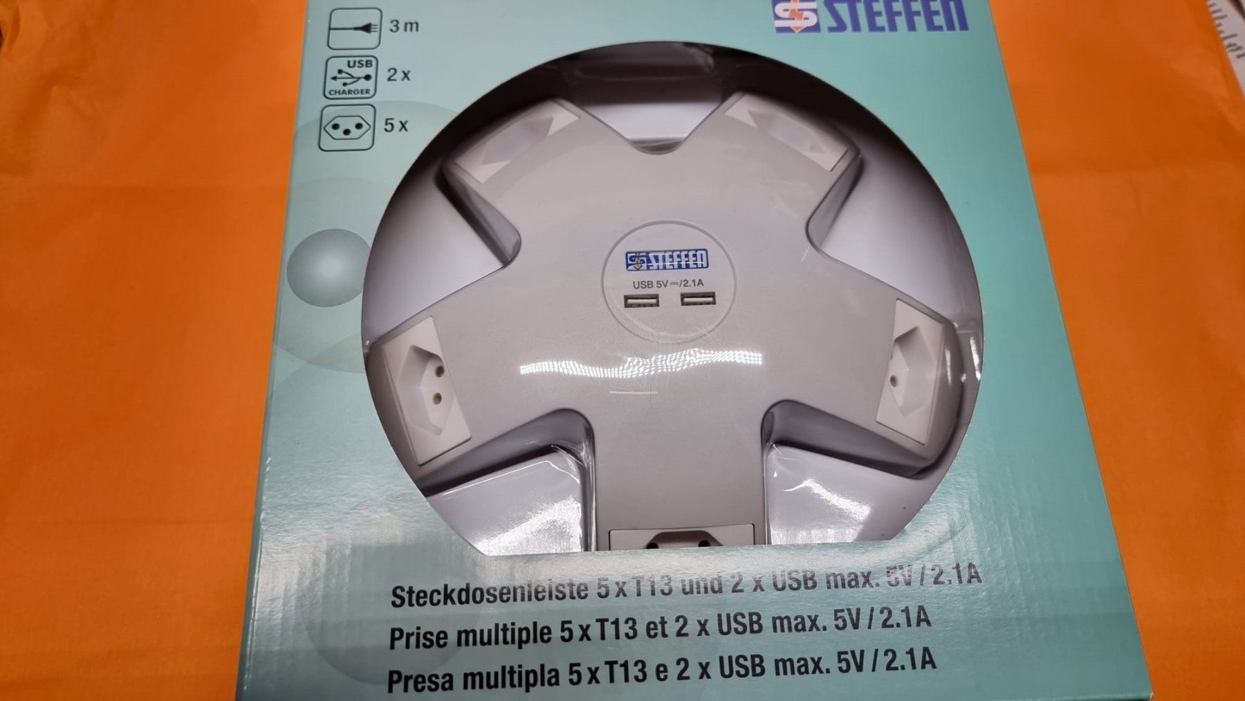 Stecker: Steffen Steckdosenleiste 3m STAR 5xT13 + 2xUSB-A – Neu (gemäss Beschreibung) aus Rebstein von James-Dean 4