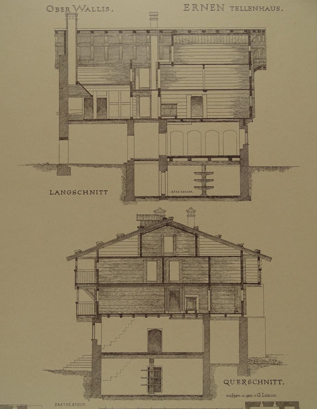 Incisioni: ERNEN BAUERNHAUS, WALLIS, DIROGRAPHIE UM 1910 – Usato da Grüningen venduto da Kartensammler 2
