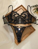 Schwarzes Dessous-Set mit Spitze, Grösse S, Neu & Sexy!