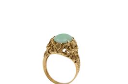 Vintage Ring mit Jade Cabochon in 18K Gelbgold *S2375
